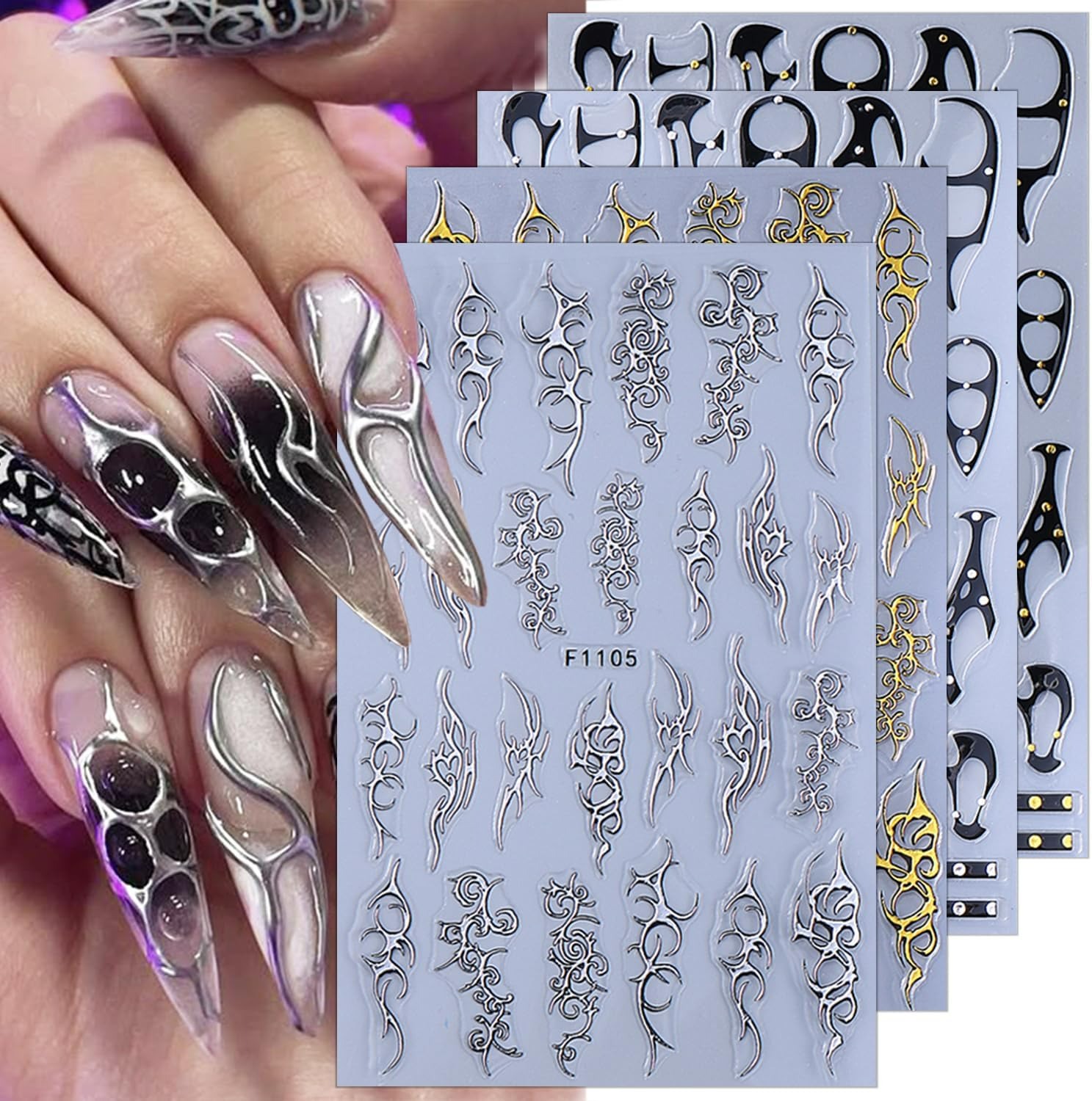 Nail Art Vampire - Gothic Nail Art Punk Belt Nail
