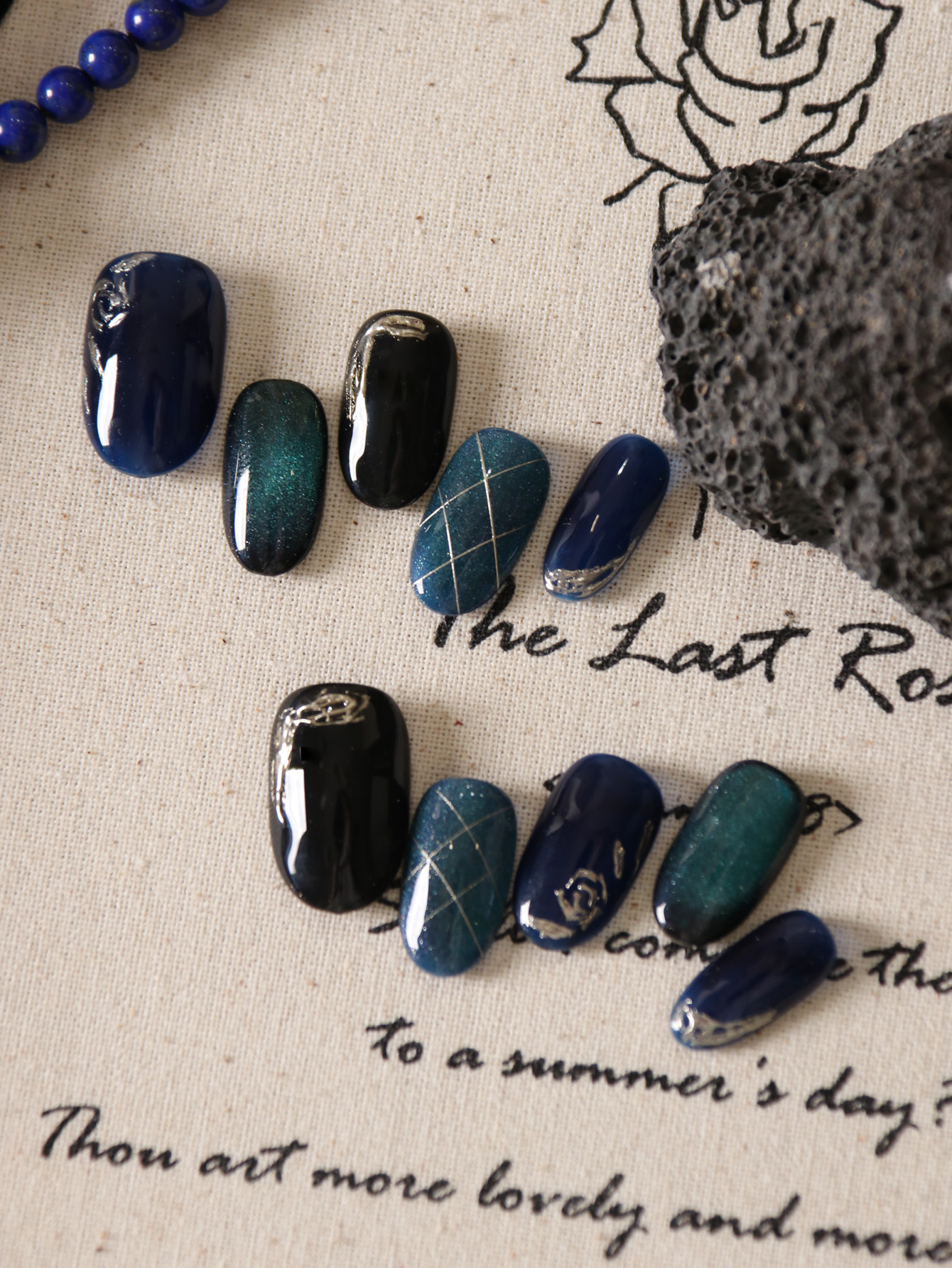 Nail Adhesive Tab - 10Pcs Press on Nails Blue Green