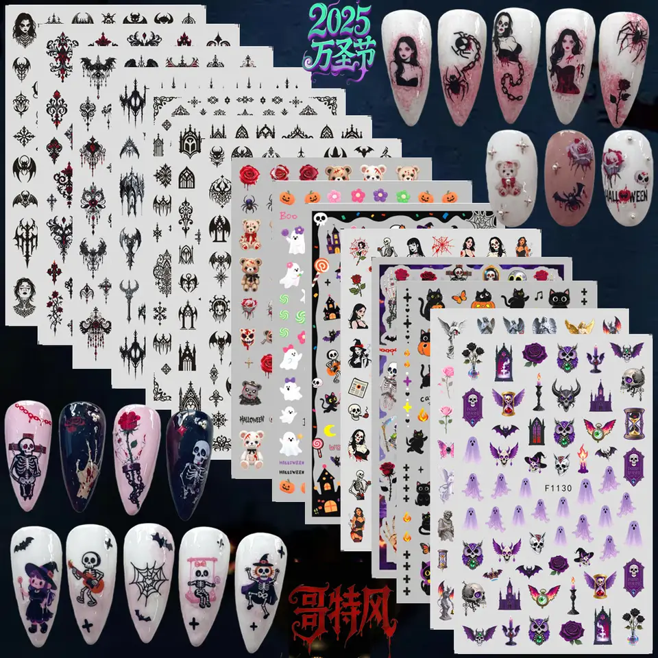 Nail Art Vampire - Halloween Nail Decals Featuring Skull Vampire