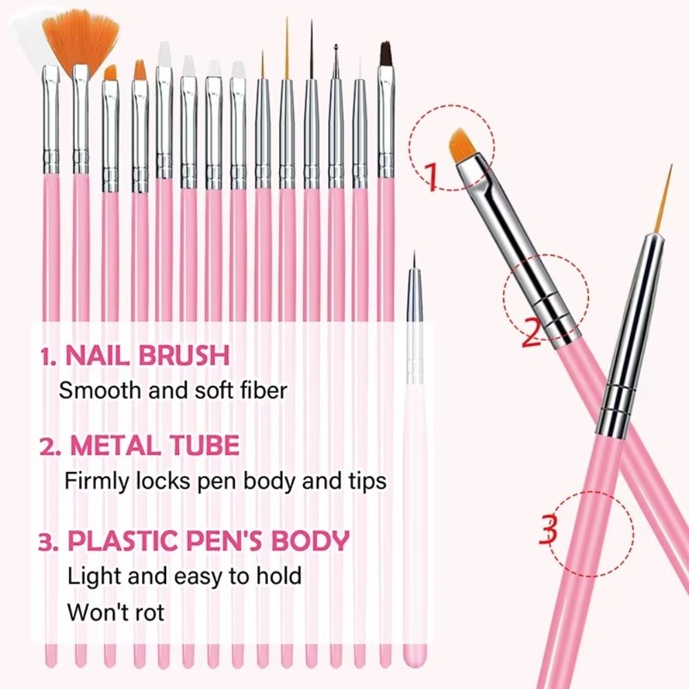 15 Pieces Nail Art Brush Set M - Nail Art Dotting Tool incelemesi ve fiyatı