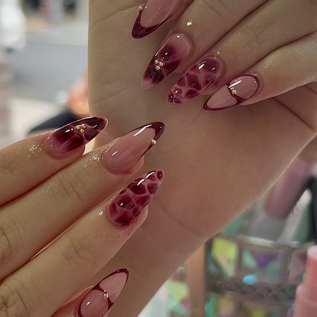 24Pcs Wine Red French Almond P - Nail Art Red incelemesi ve fiyatı
