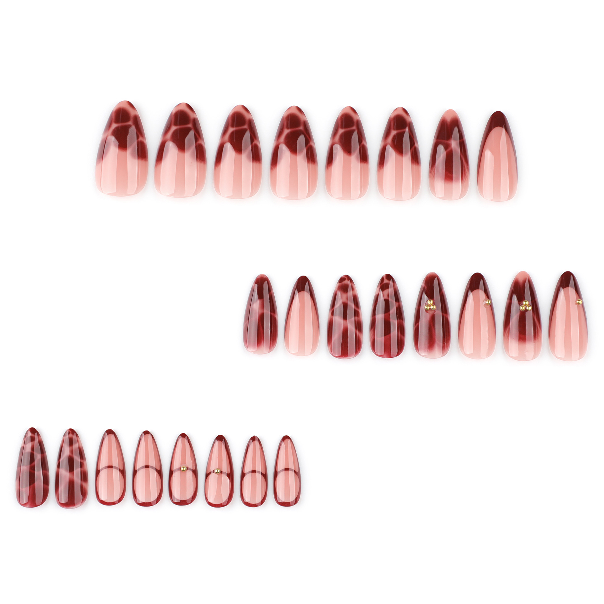 24Pcs Wine Red French Almond P - Nail Art Red incelemesi ve fiyatı