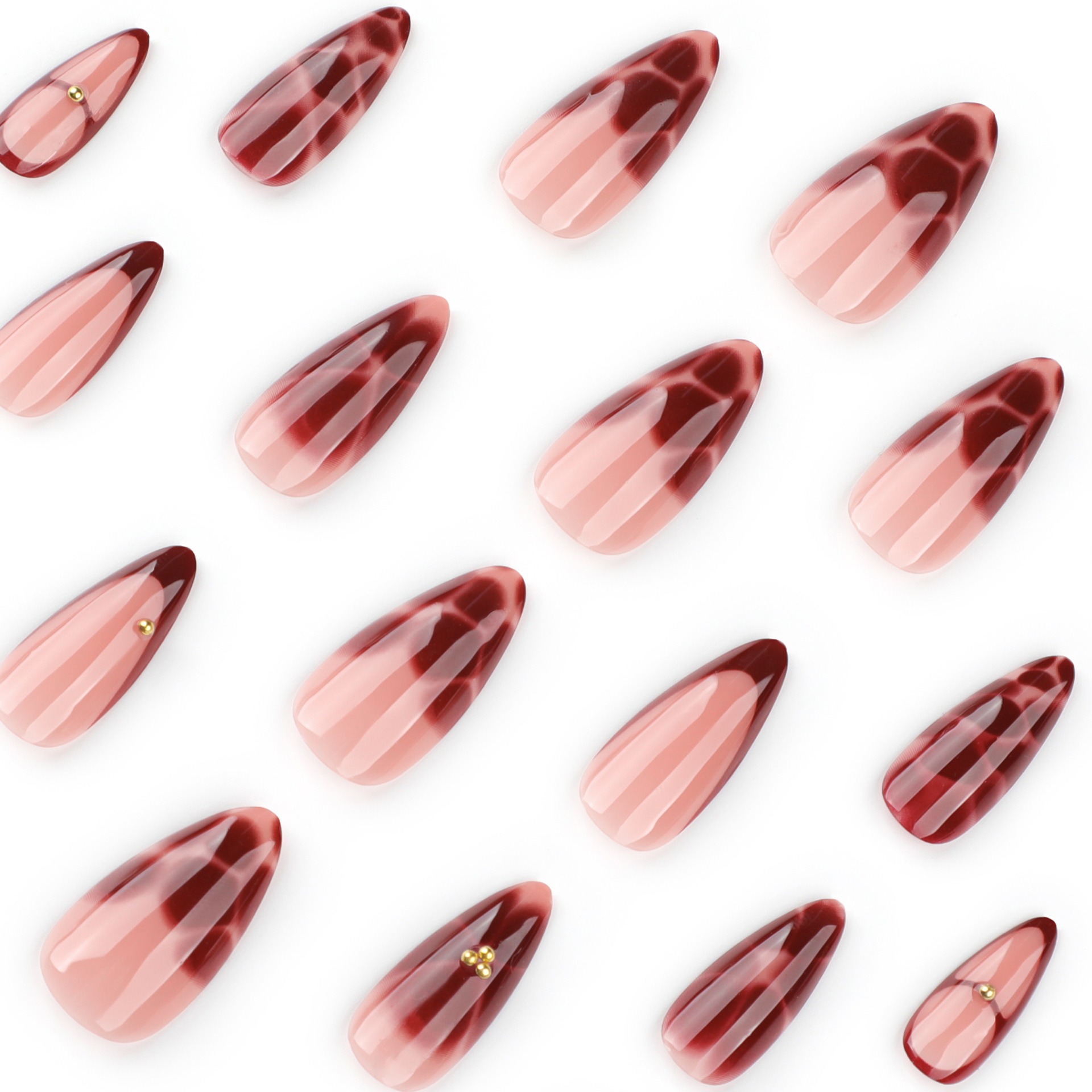 24Pcs Wine Red French Almond P - Nail Art Red incelemesi ve fiyatı