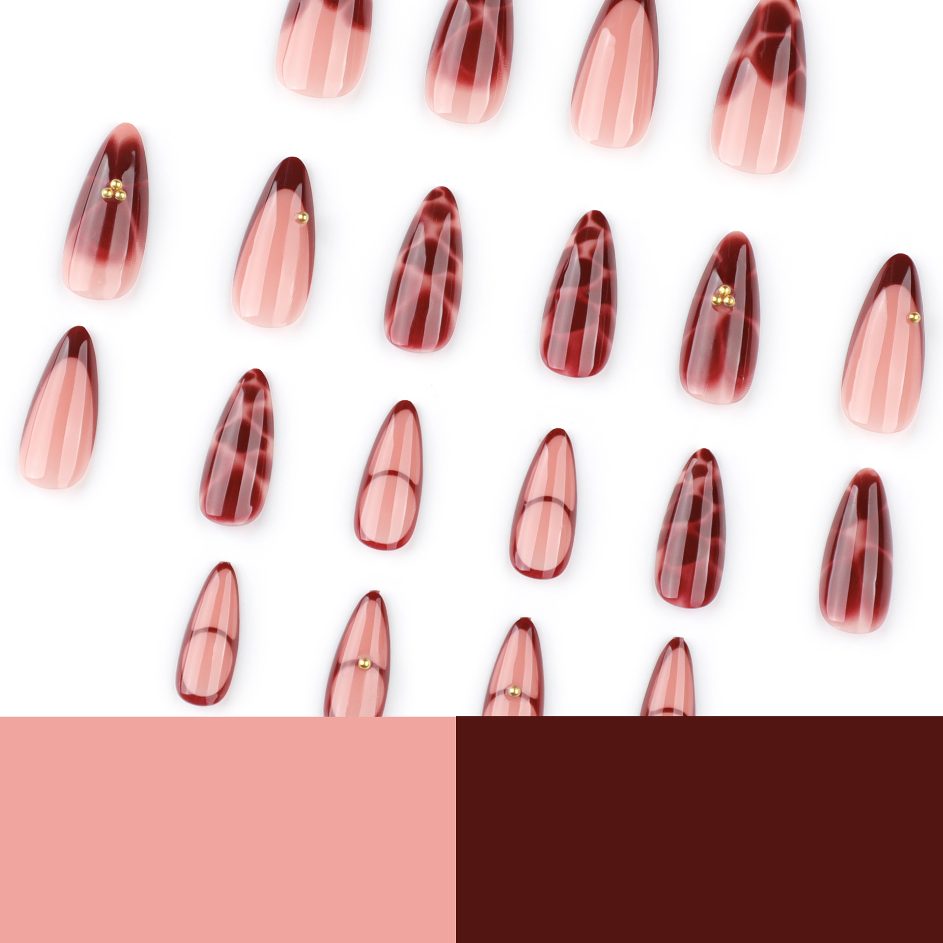 24Pcs Wine Red French Almond P - Nail Art Red incelemesi ve fiyatı