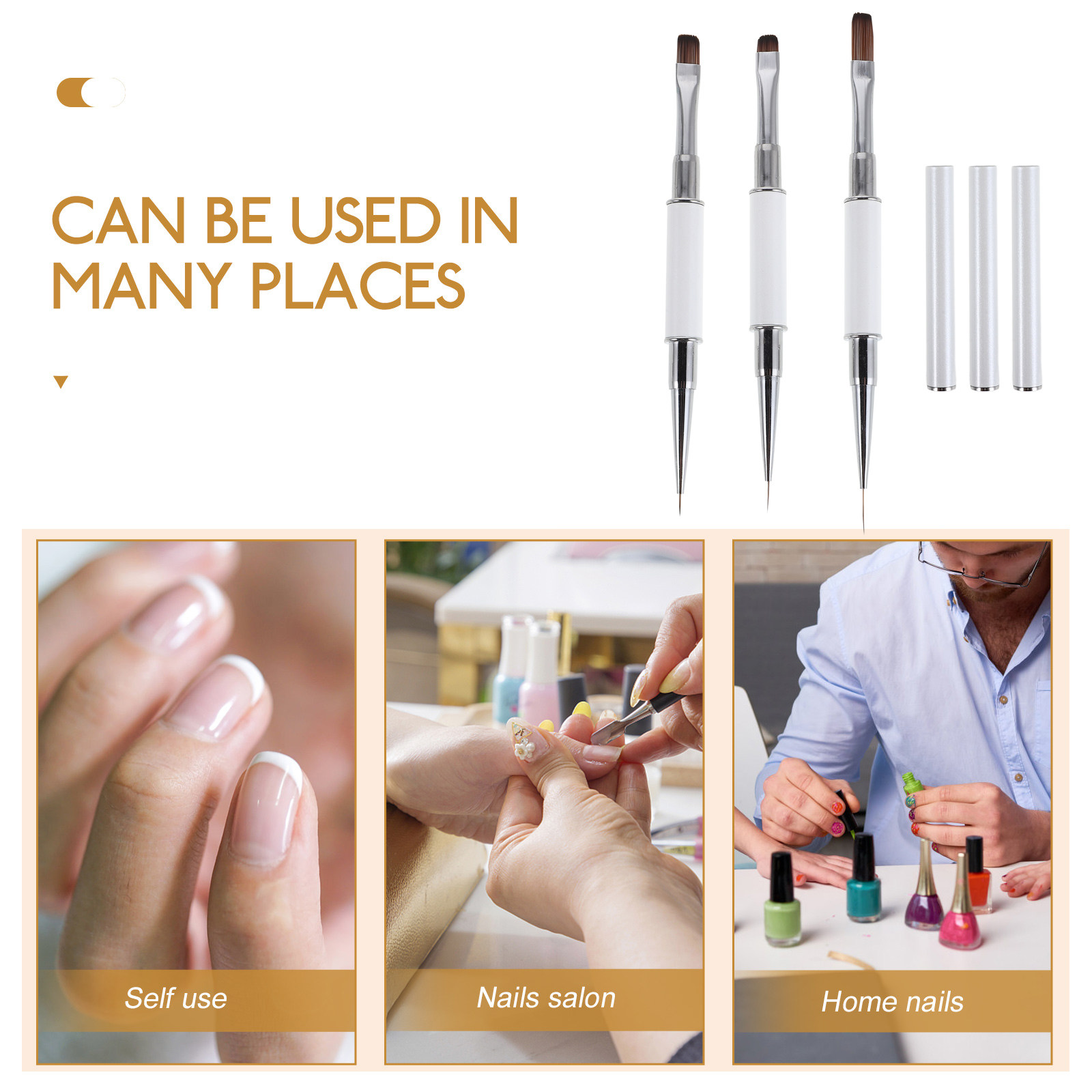 3Pcs Double-Tip Nail Art Brush - Nail Art Dotting Tool incelemesi ve fiyatı