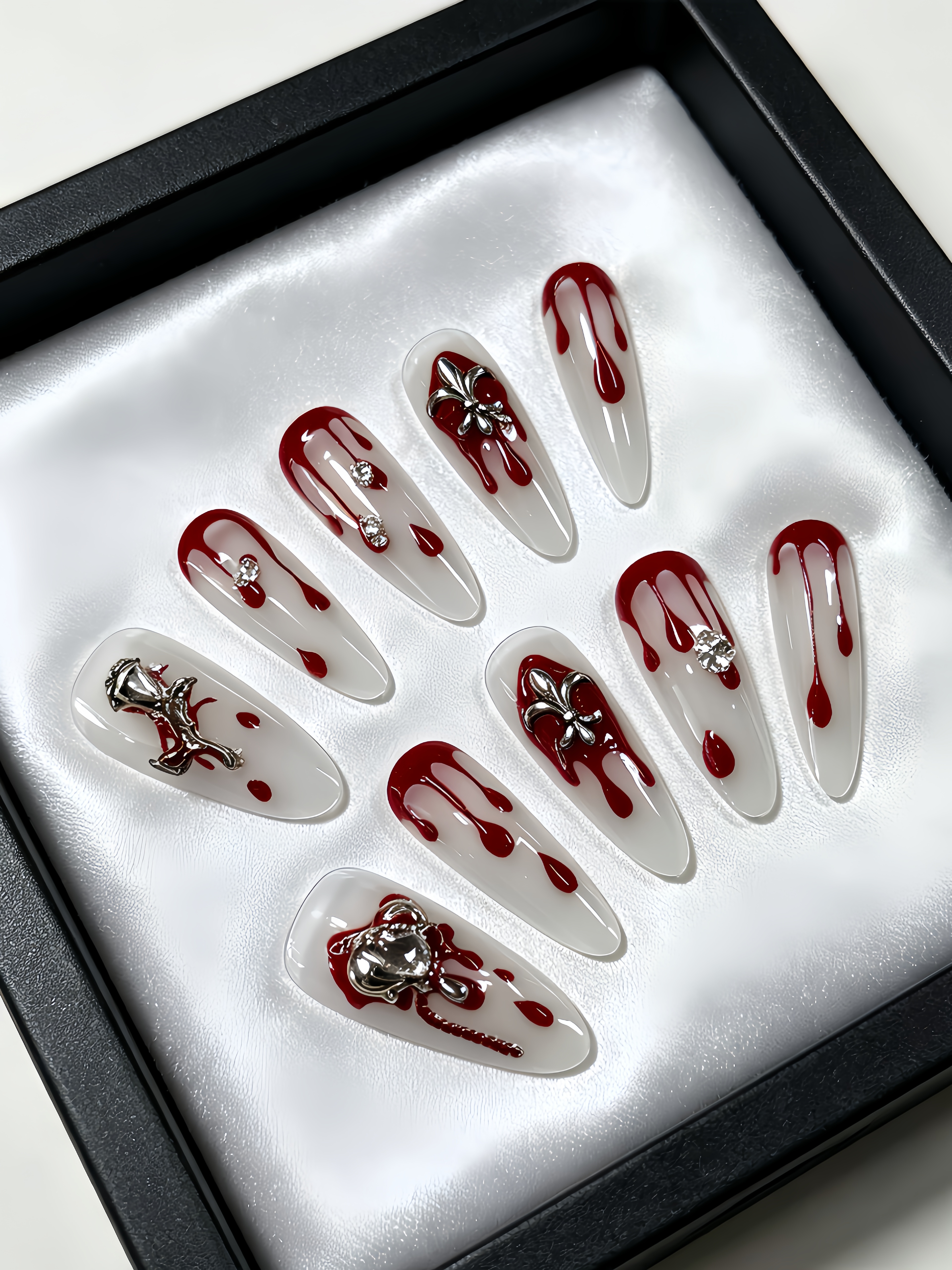 10 Long Waterdrop-Shaped Press - Nail Art Red incelemesi ve fiyatı