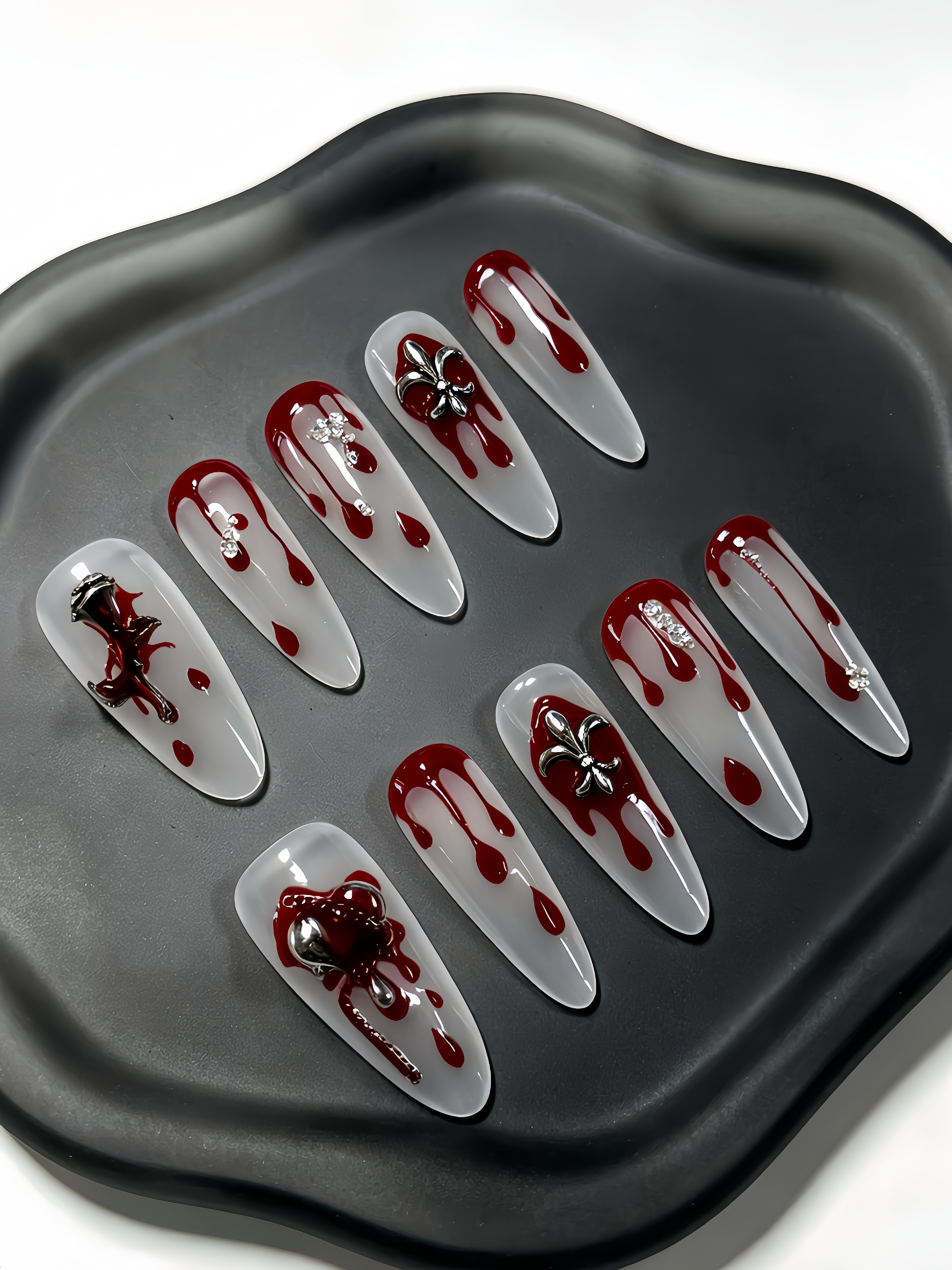 10 Long Waterdrop-Shaped Press - Nail Art Red incelemesi ve fiyatı