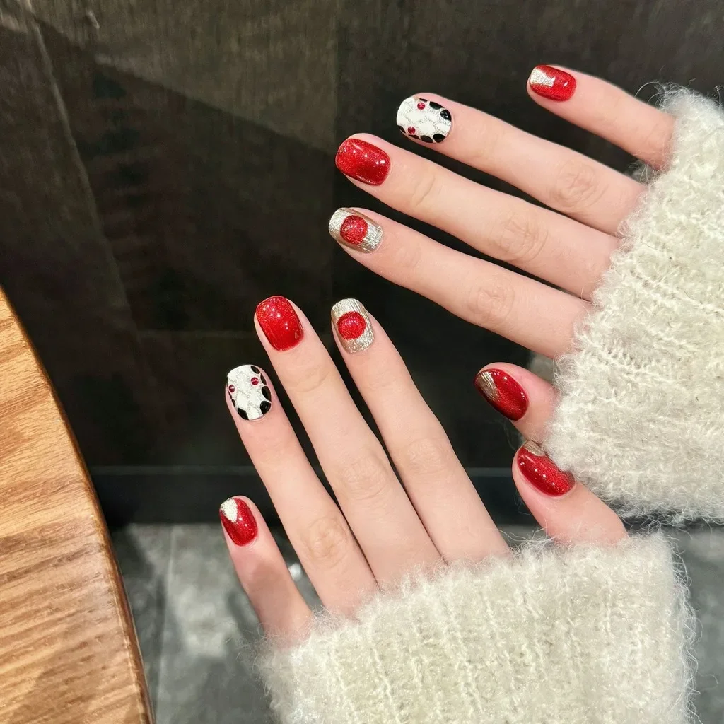 10PCS Red Medusa New Year Hand - Nail Art Red incelemesi ve fiyatı