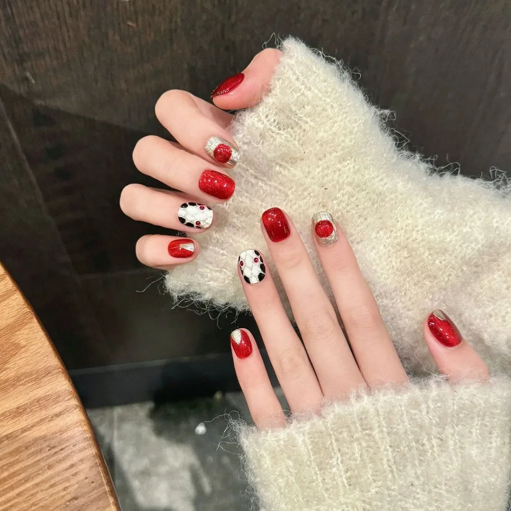 10PCS Red Medusa New Year Hand - Nail Art Red incelemesi ve fiyatı