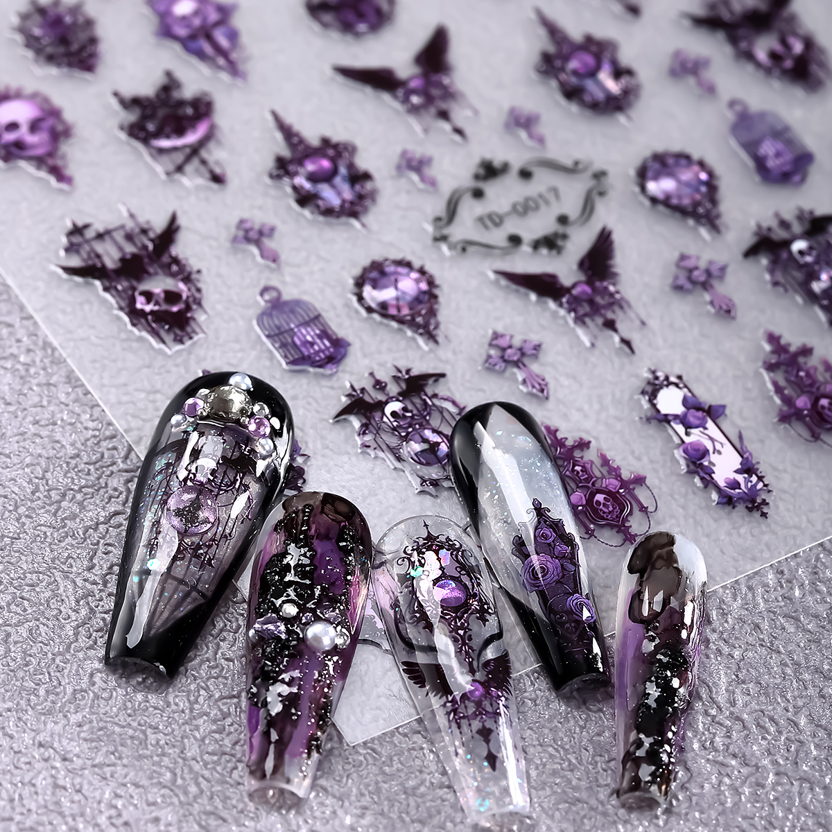 2pcs 5D Pink Purple Gothic Nai - Nail Art Vampire incelemesi ve fiyatı