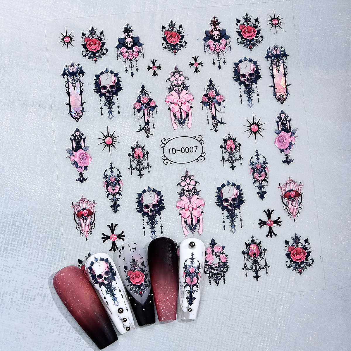 2pcs Black Pink Gothic Hallowe - Nail Art Vampire incelemesi ve fiyatı