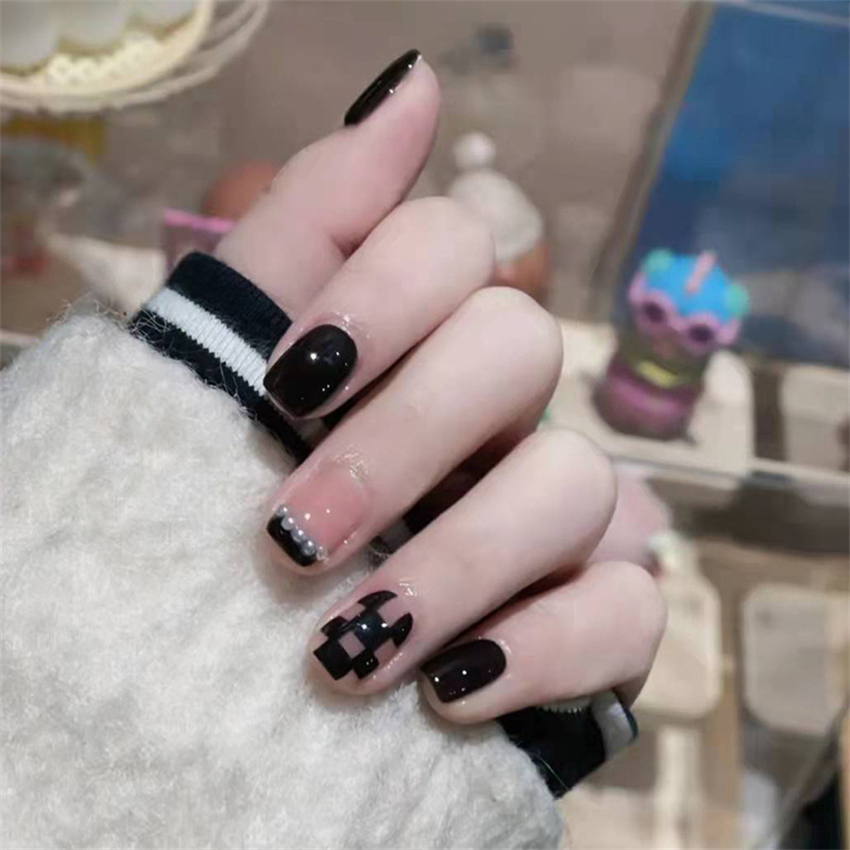 24PCS Short Acrylic Golden Hea - Nail Art Maroon incelemesi ve fiyatı