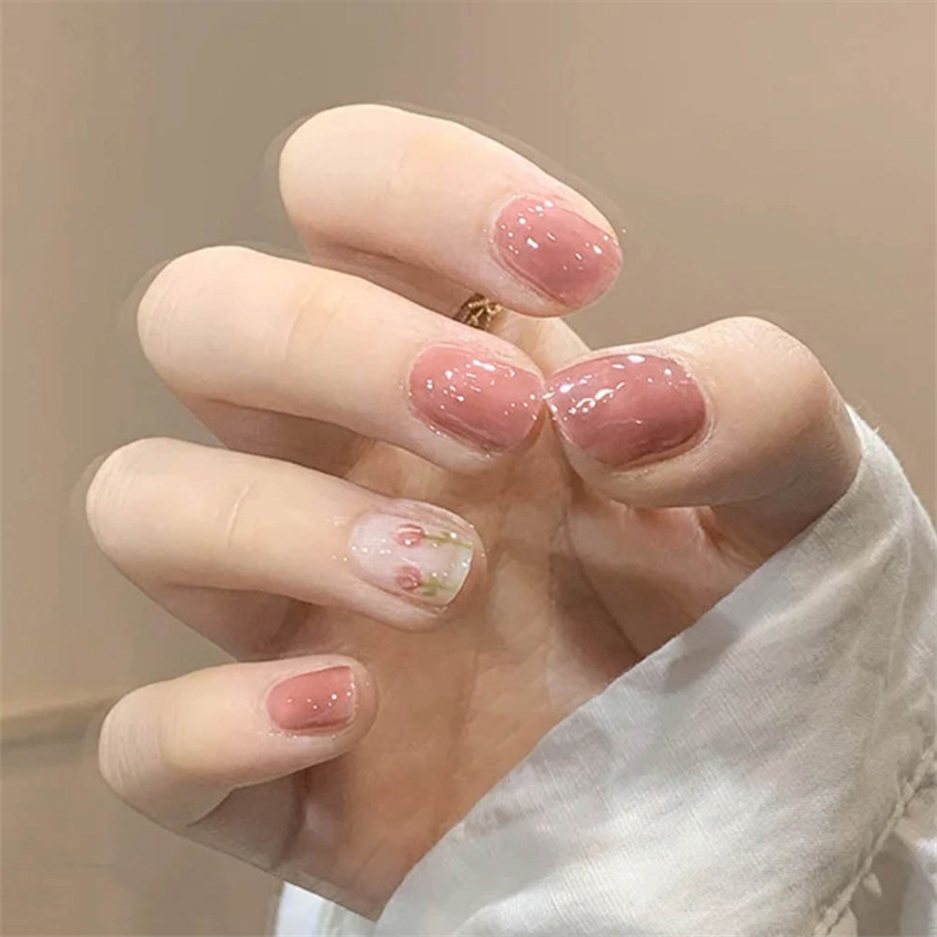 24PCS Short Acrylic Golden Hea - Nail Art Maroon incelemesi ve fiyatı