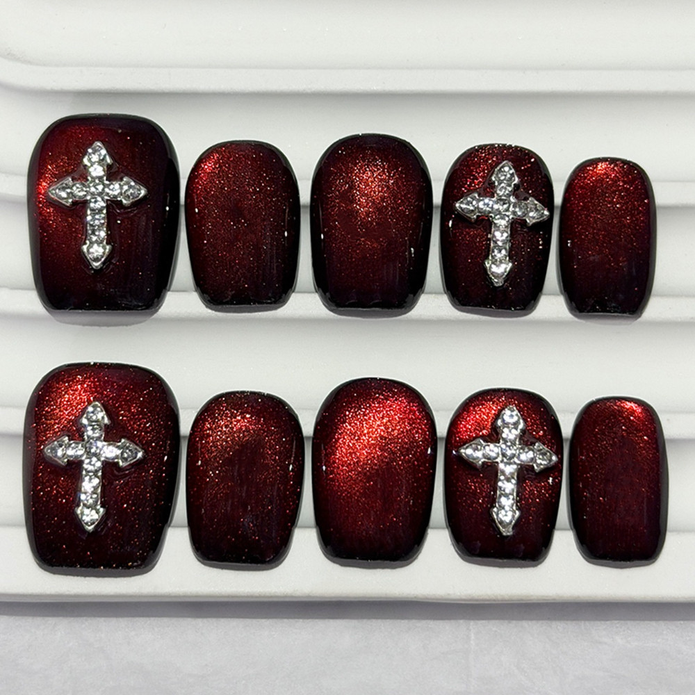 10 Pieces Dark Red Cat Eye Han - Nail Art Red incelemesi ve fiyatı