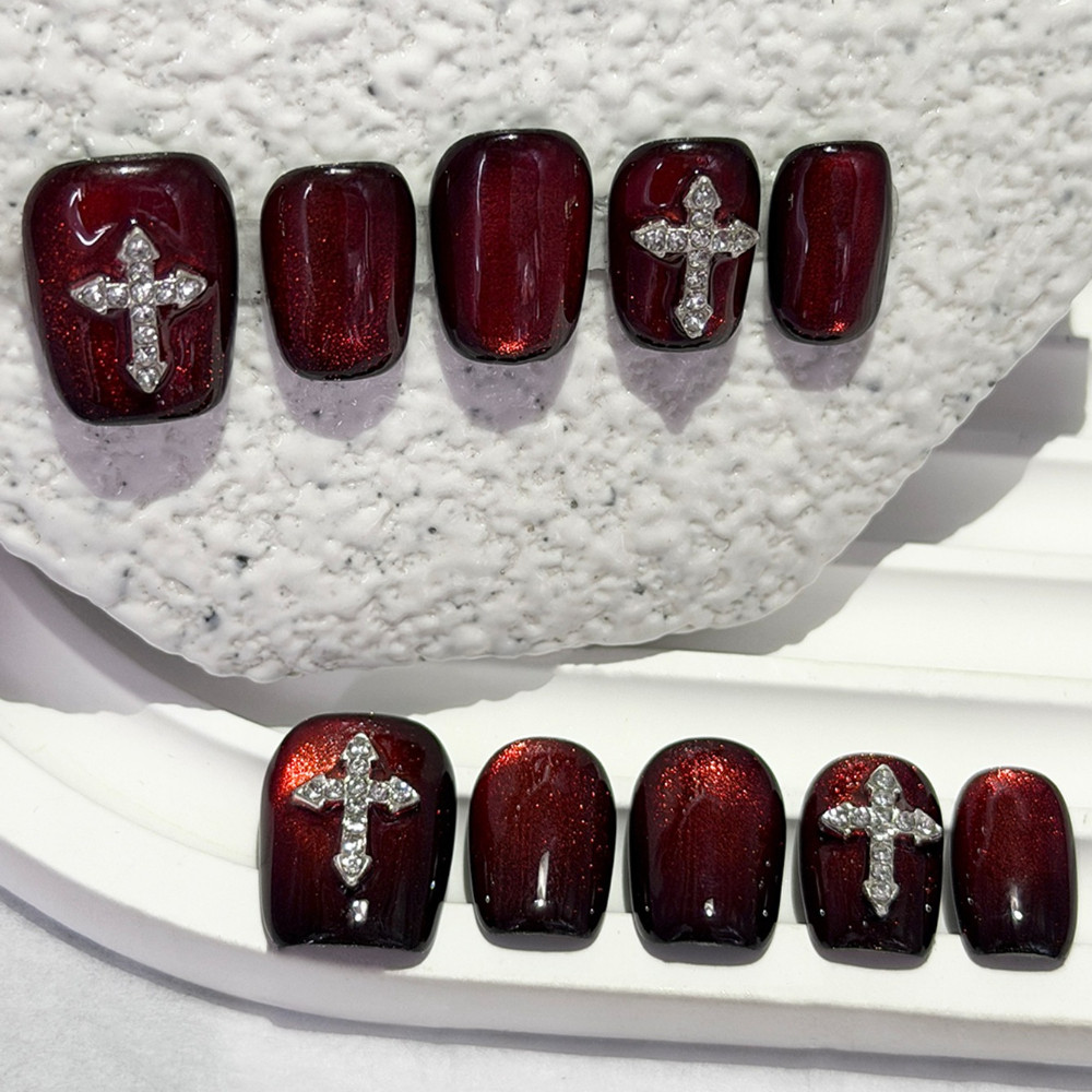 10 Pieces Dark Red Cat Eye Han - Nail Art Red incelemesi ve fiyatı