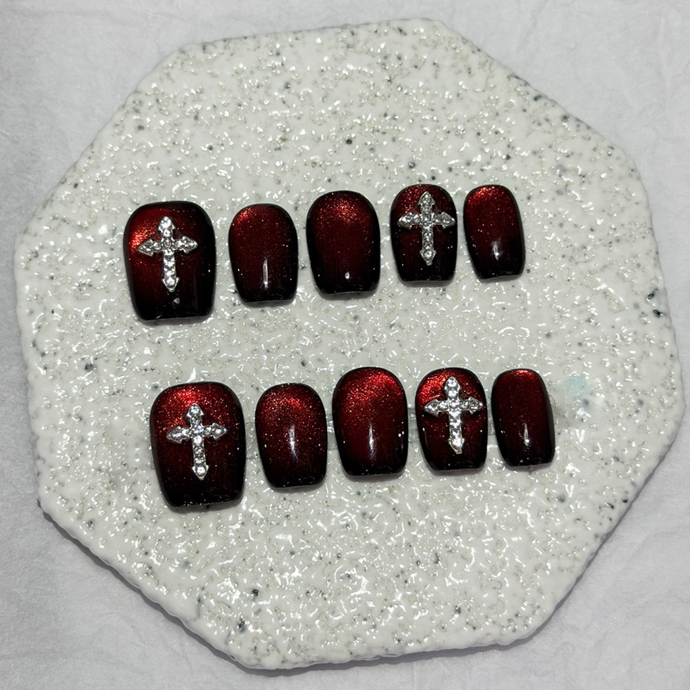10 Pieces Dark Red Cat Eye Han - Nail Art Red incelemesi ve fiyatı