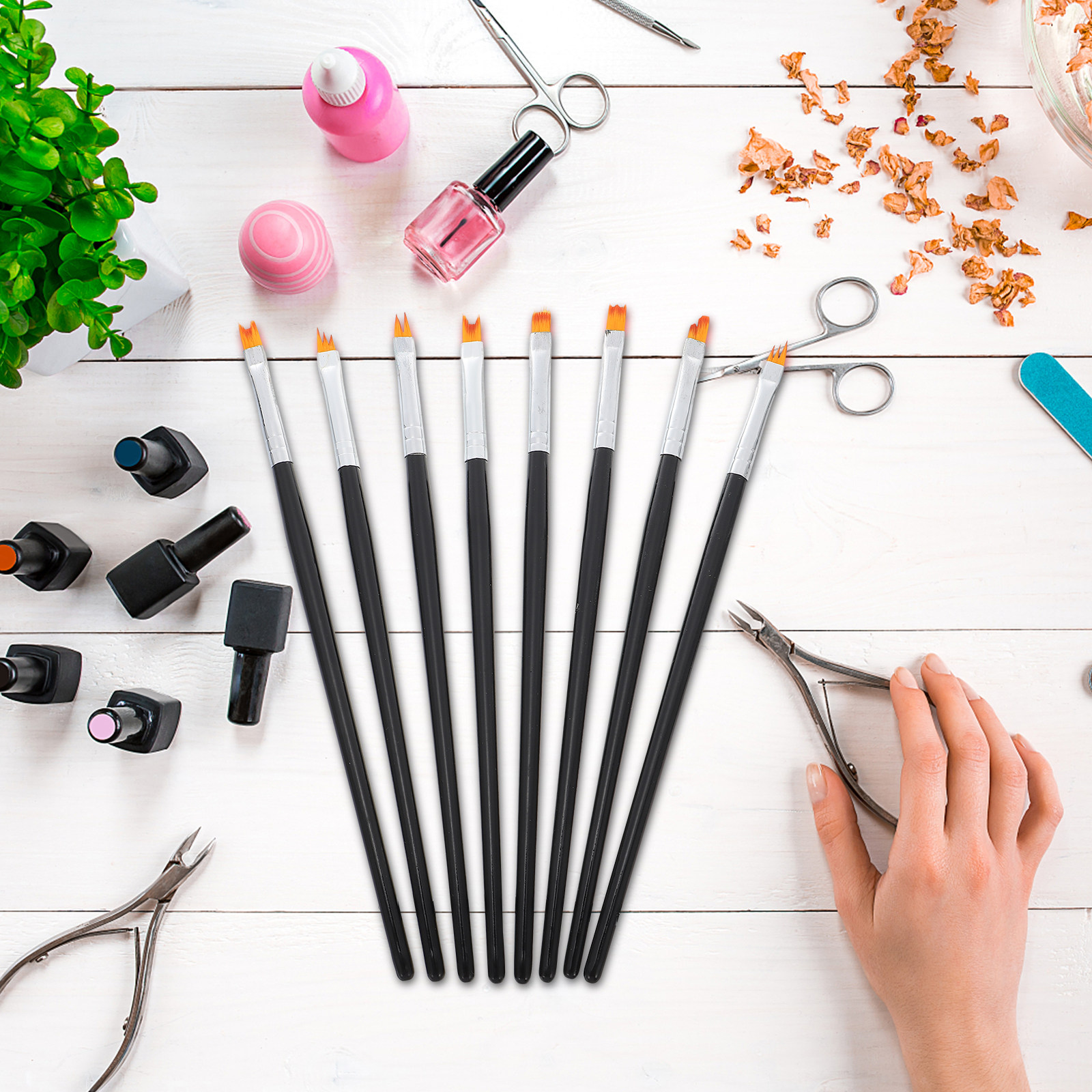 8Pcs Nail Painting Brushes Set - Nail Art Natural incelemesi ve fiyatı