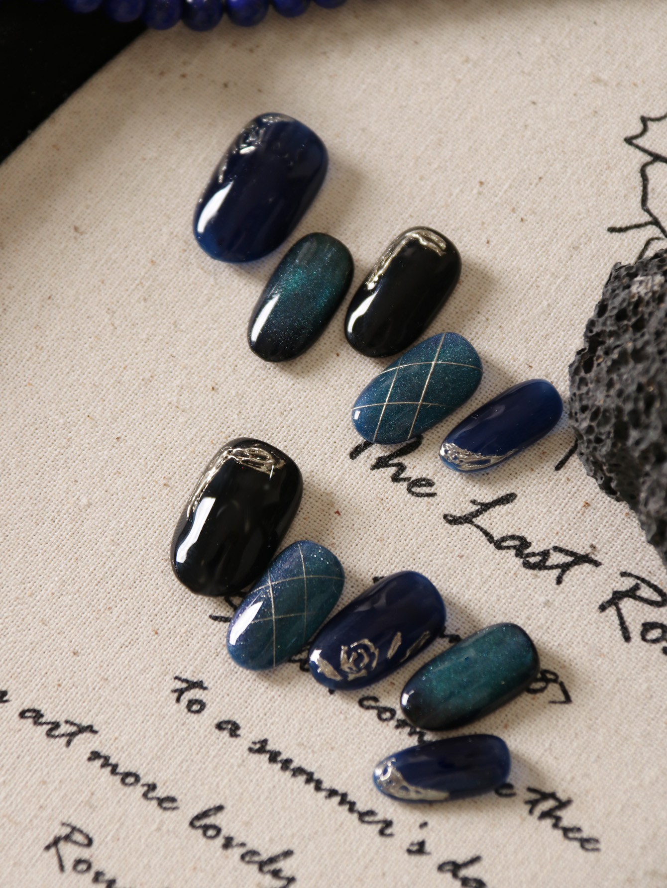 10Pcs Press on Nails Blue Gree - Nail Adhesive Tab incelemesi ve fiyatı