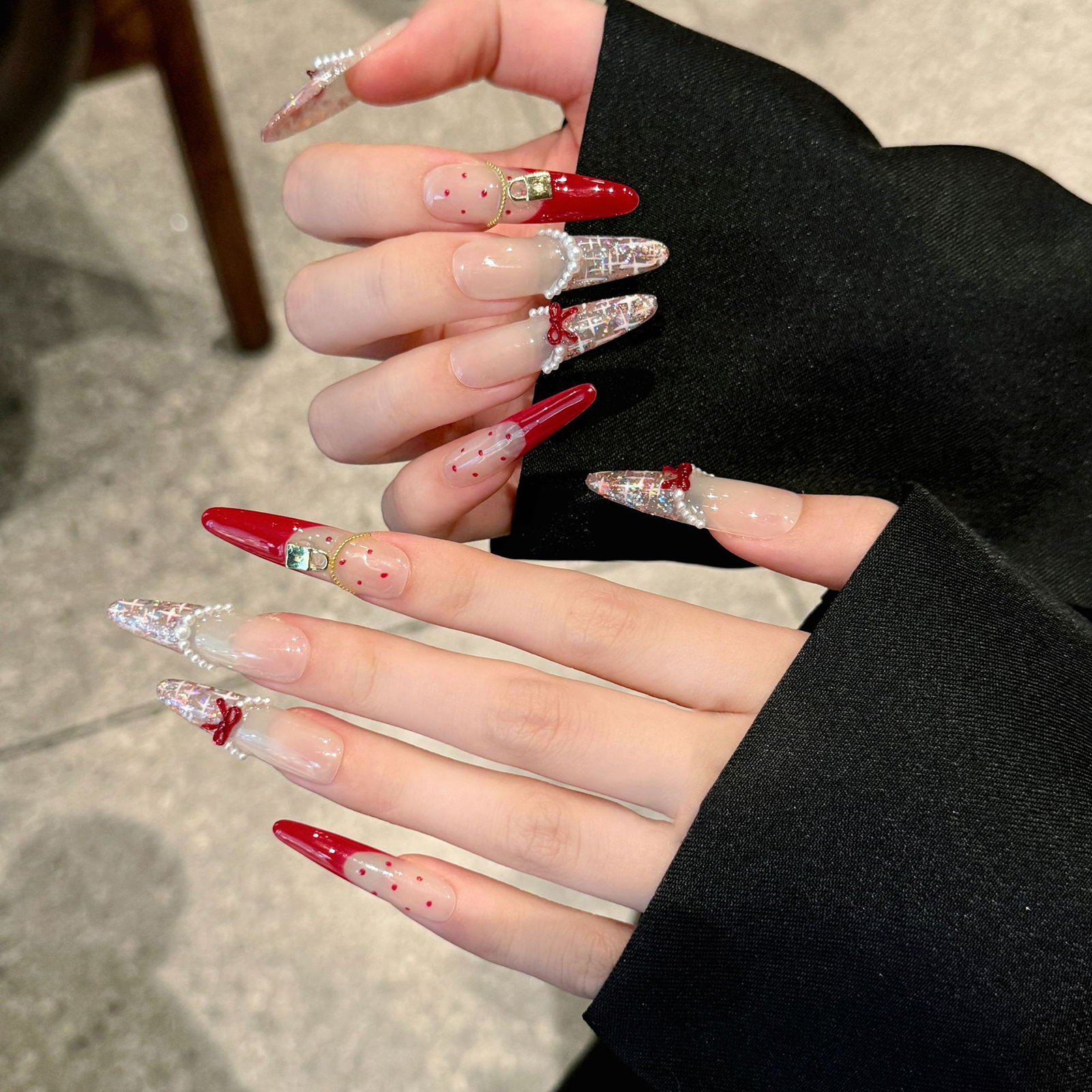 Handmade Long Oval Press on Na - Nail Art Red incelemesi ve fiyatı