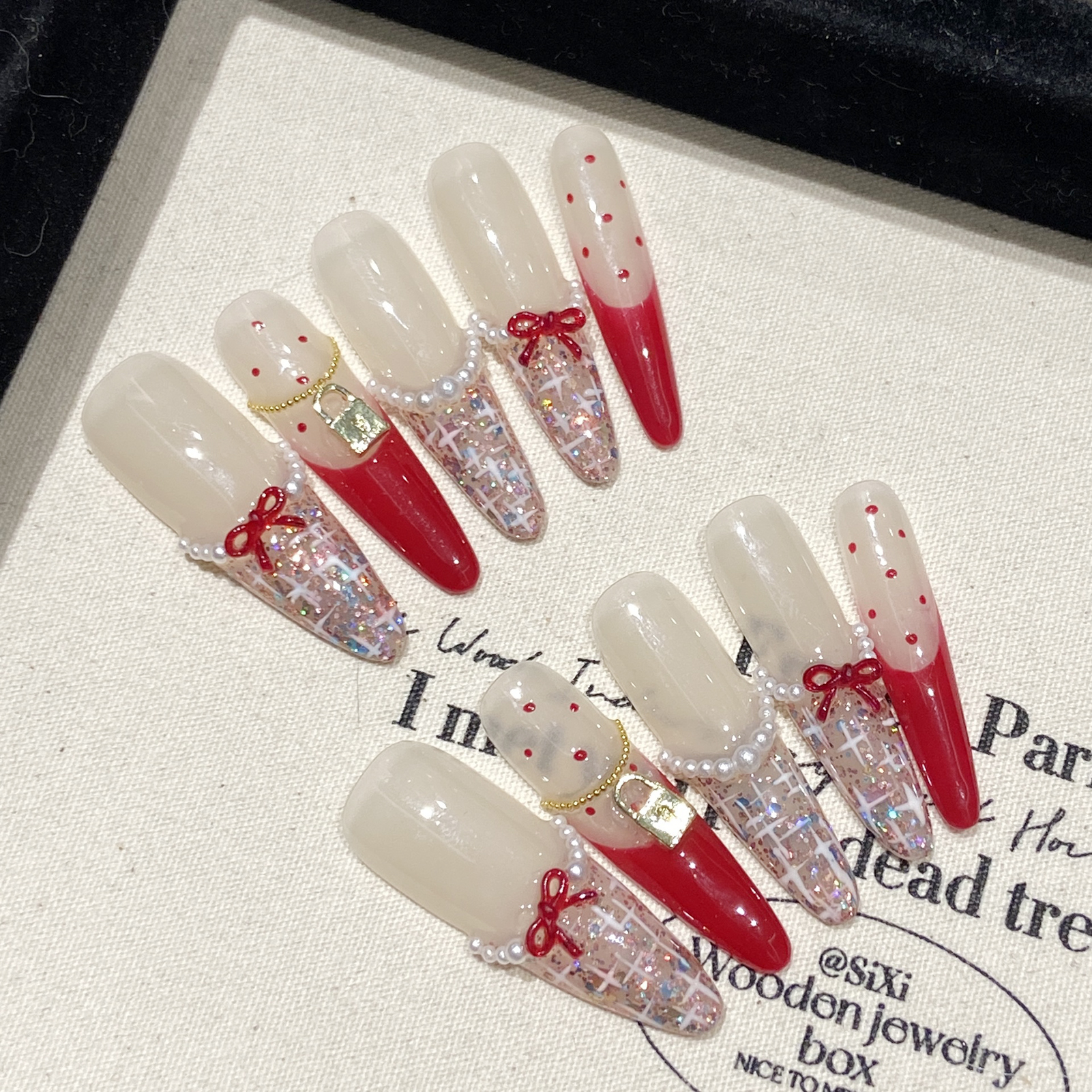 Handmade Long Oval Press on Na - Nail Art Red incelemesi ve fiyatı
