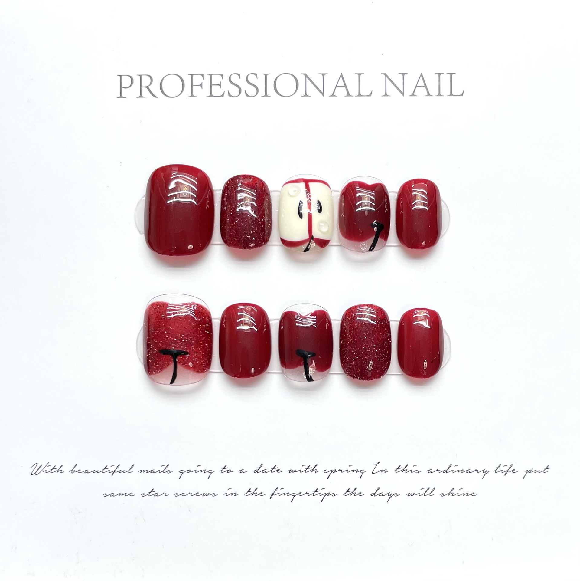 10 pcs Luxury Handmade Press o - Nail Adhesive Tab incelemesi ve fiyatı
