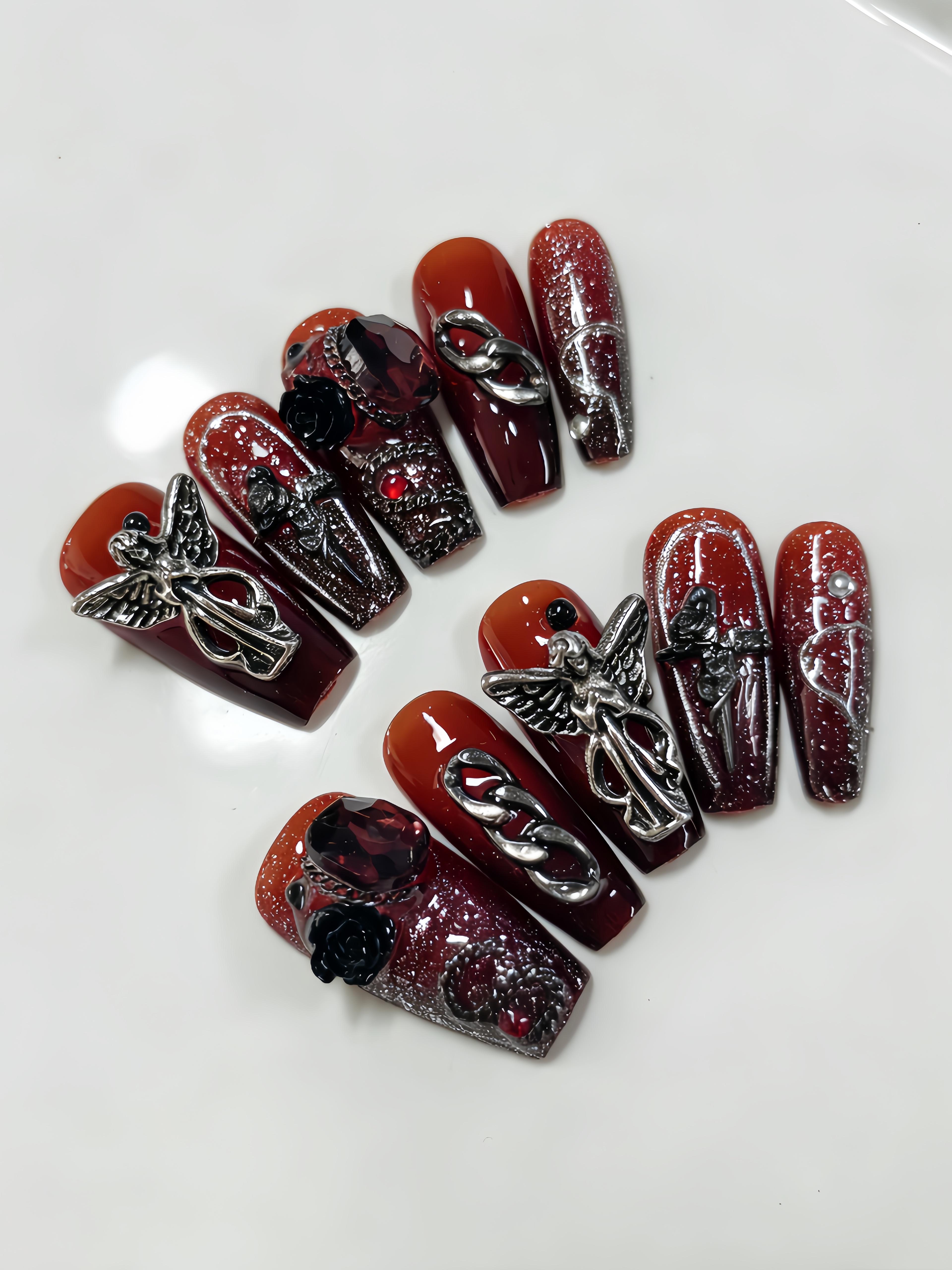 10 Medium-Sized Trapezoidal Pr - Nail Art Red incelemesi ve fiyatı