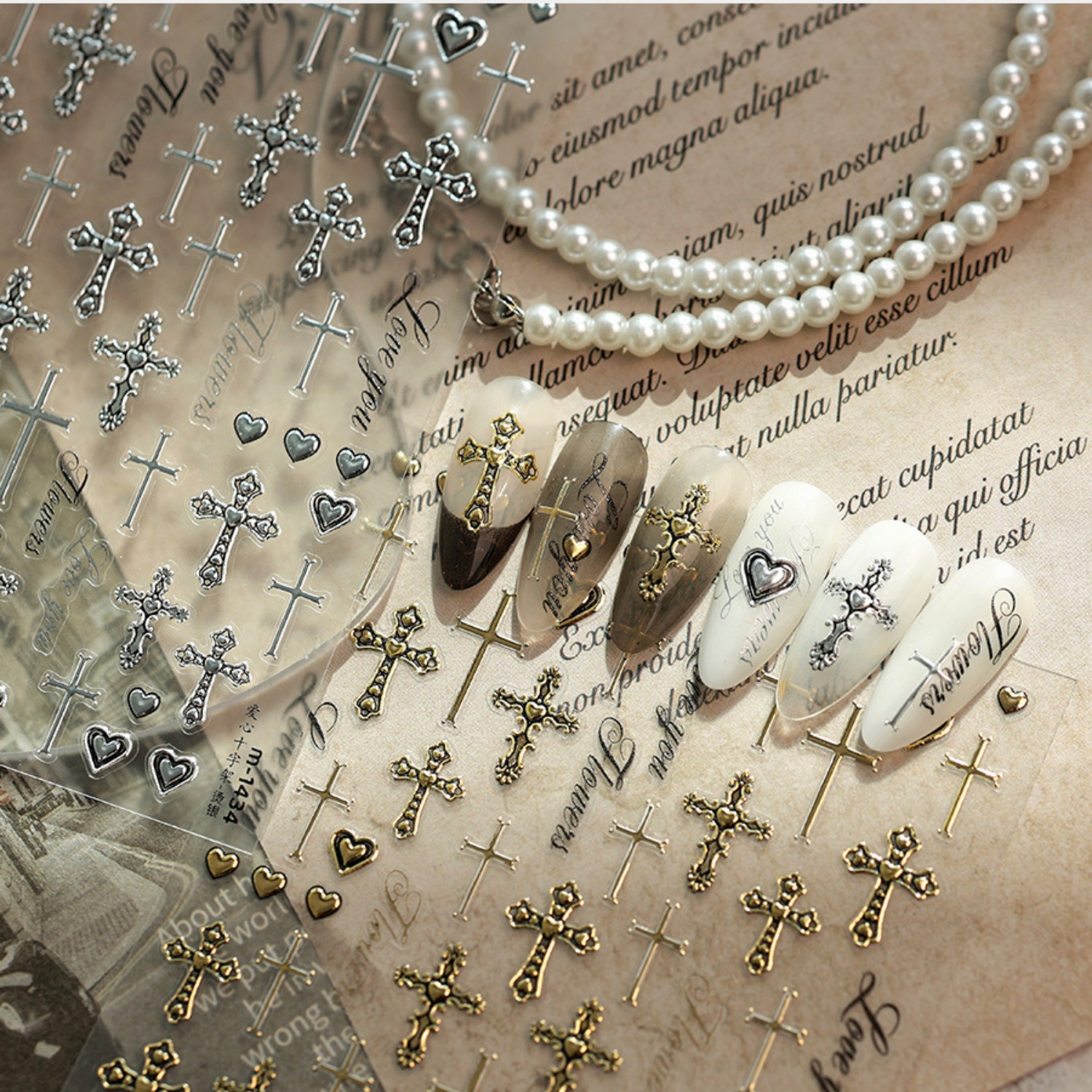 Y2K Black Gold Crucifix Love N - Nail Art Vampire incelemesi ve fiyatı