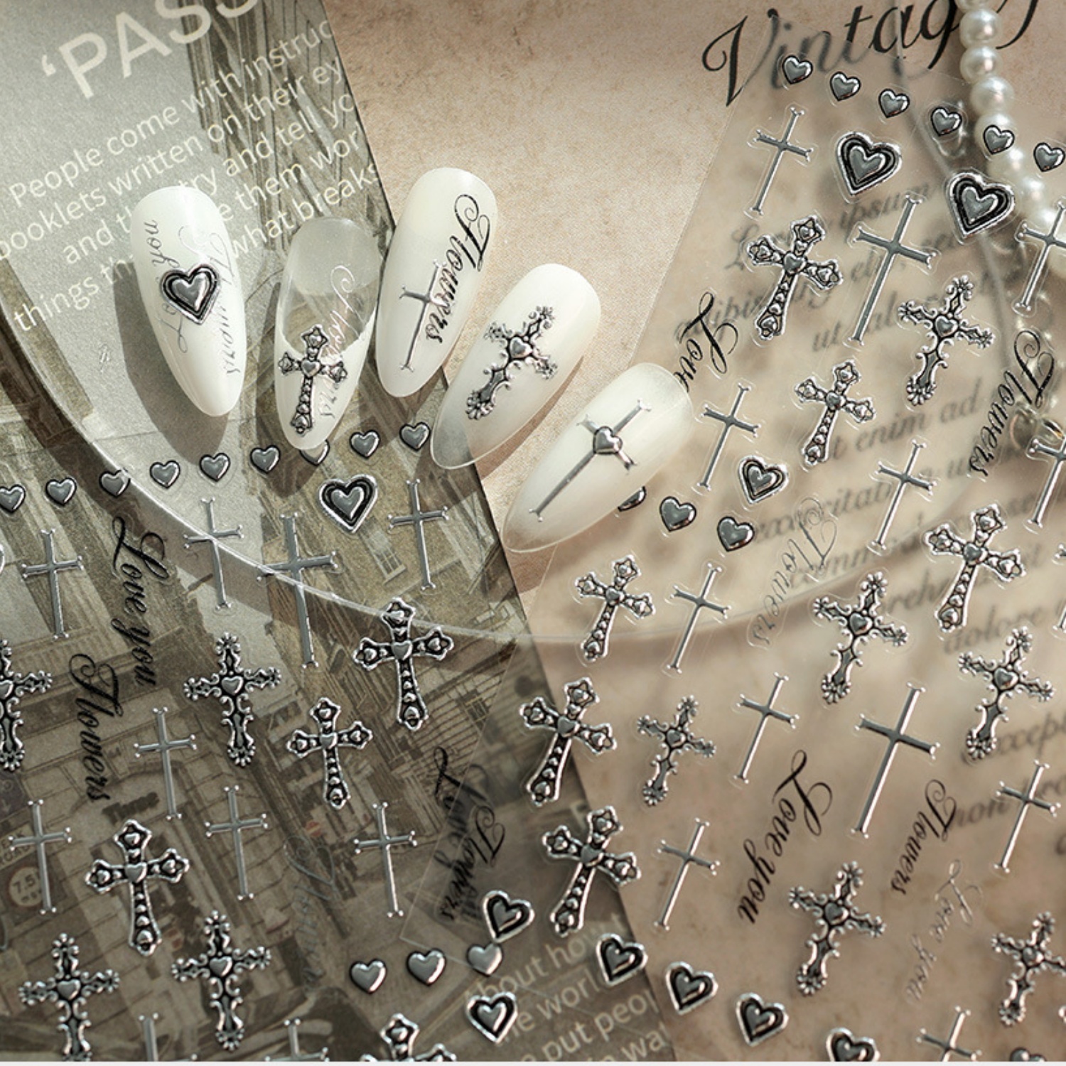Y2K Black Gold Crucifix Love N - Nail Art Vampire incelemesi ve fiyatı