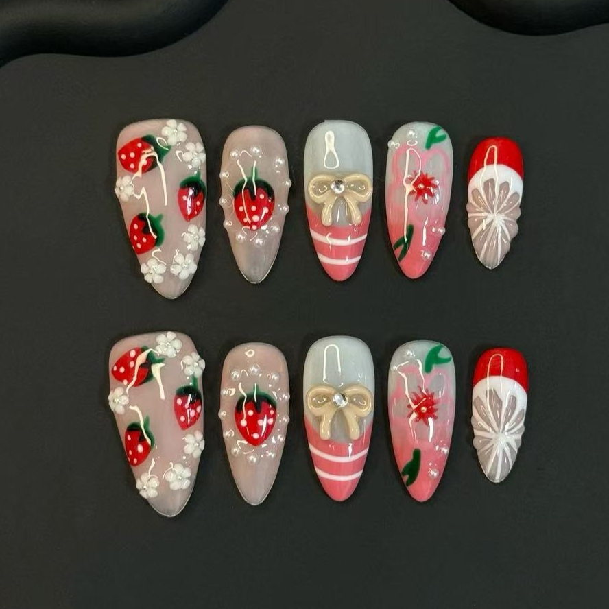 10Pcs Summer Lovely  Red Straw - Nail Art Red incelemesi ve fiyatı