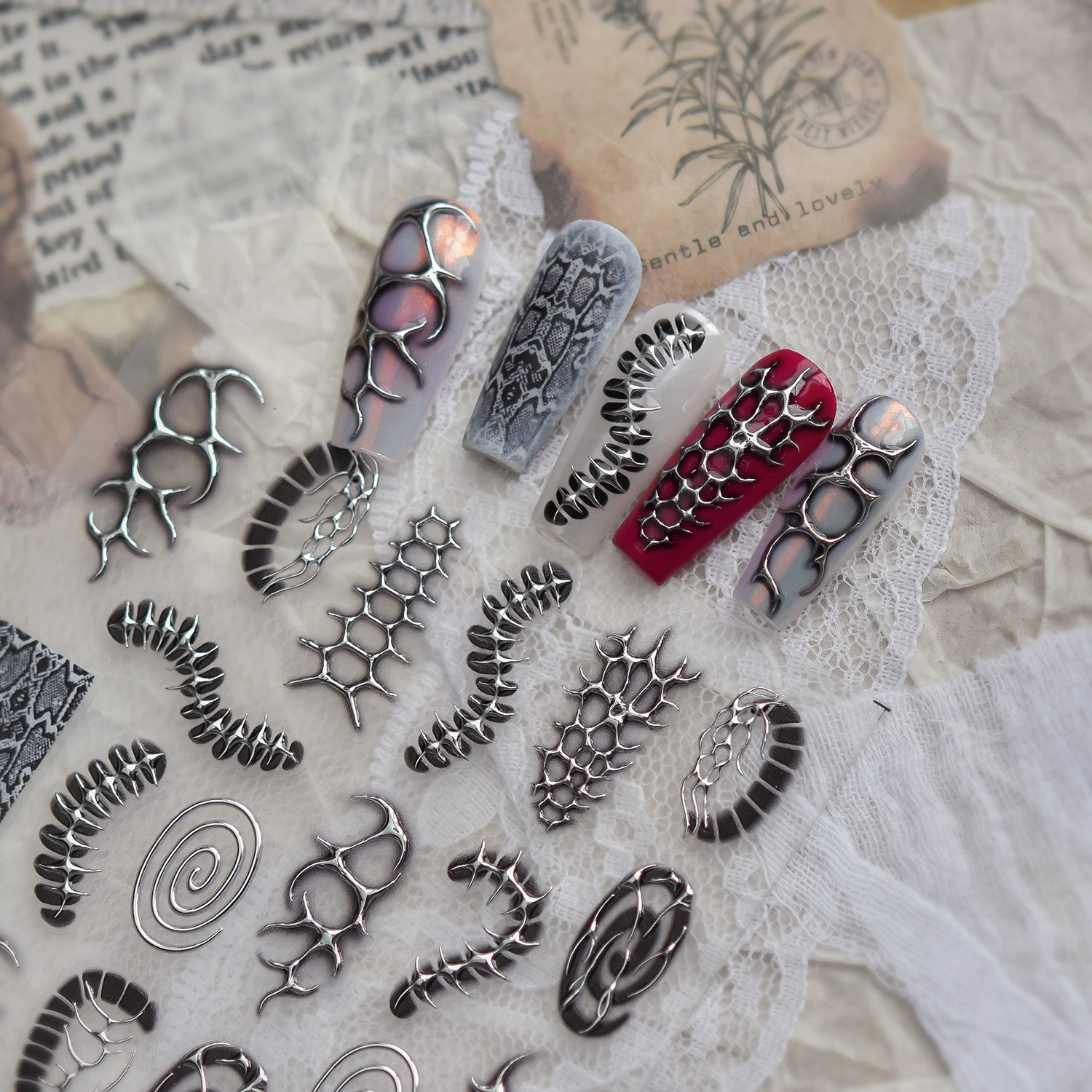 Black Silver Punk Dark Cool Na - Nail Art Vampire incelemesi ve fiyatı