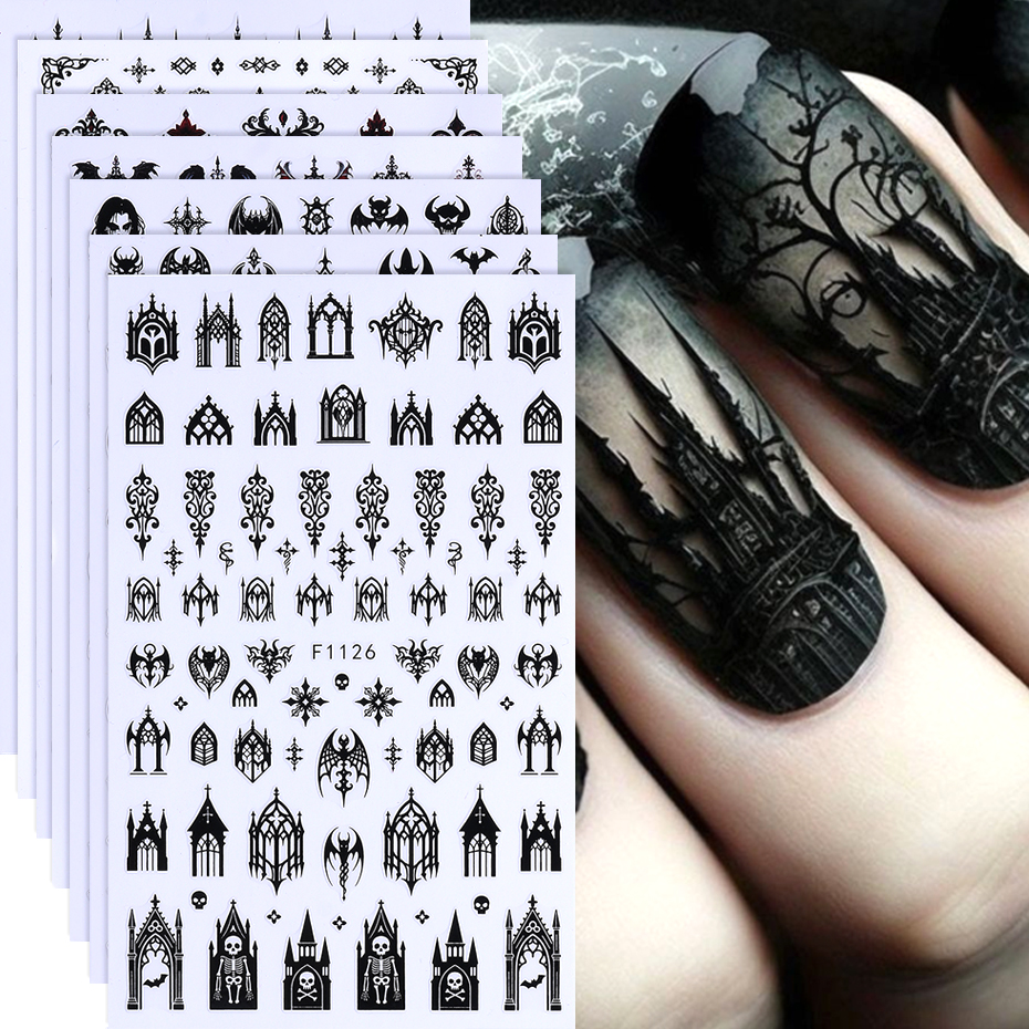 7/8pcs 3D Gothic Black Hallowe - Nail Art Vampire incelemesi ve fiyatı