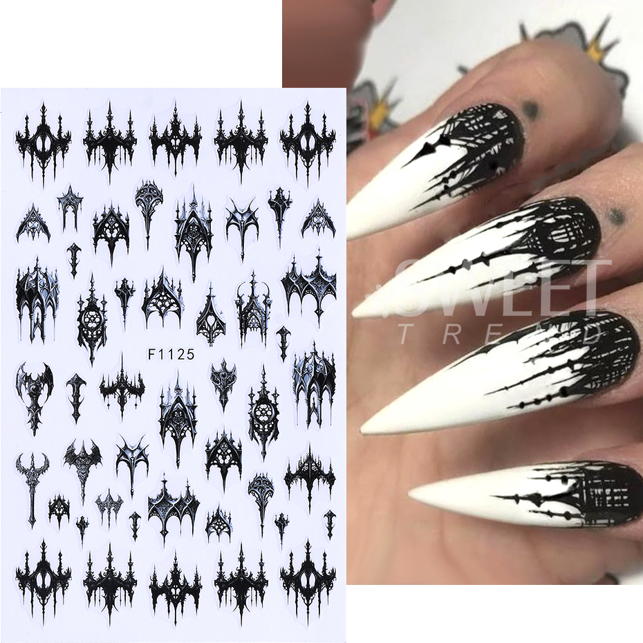 7/8pcs 3D Gothic Black Hallowe - Nail Art Vampire incelemesi ve fiyatı