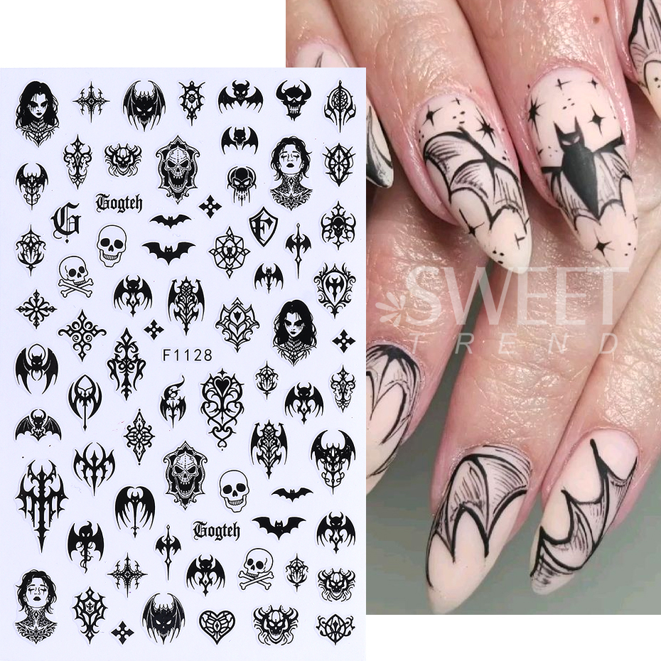 7/8pcs 3D Gothic Black Hallowe - Nail Art Vampire incelemesi ve fiyatı