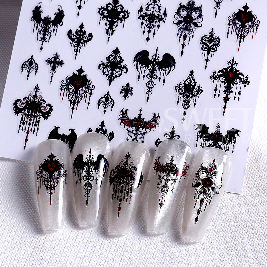 7/8pcs 3D Gothic Black Hallowe - Nail Art Vampire incelemesi ve fiyatı