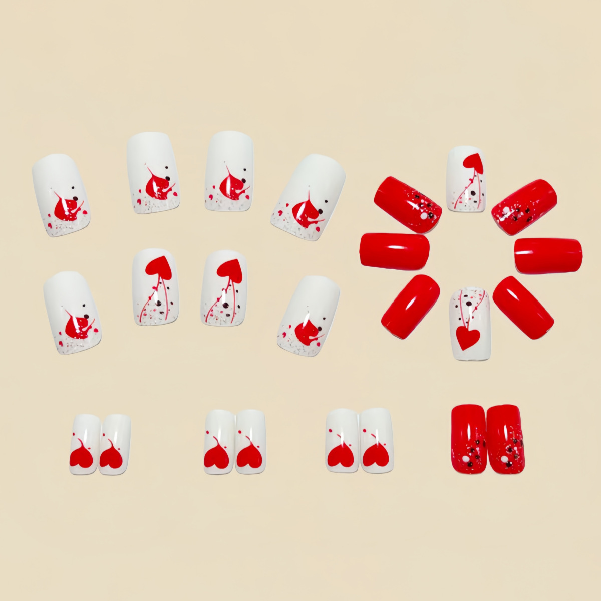 Short Medium fake nails for wo - Nail Art Red incelemesi ve fiyatı