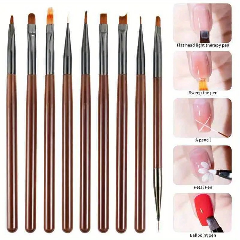 9PCS UV Gel Nail Brush Liner D - Nail Art Sch incelemesi ve fiyatı