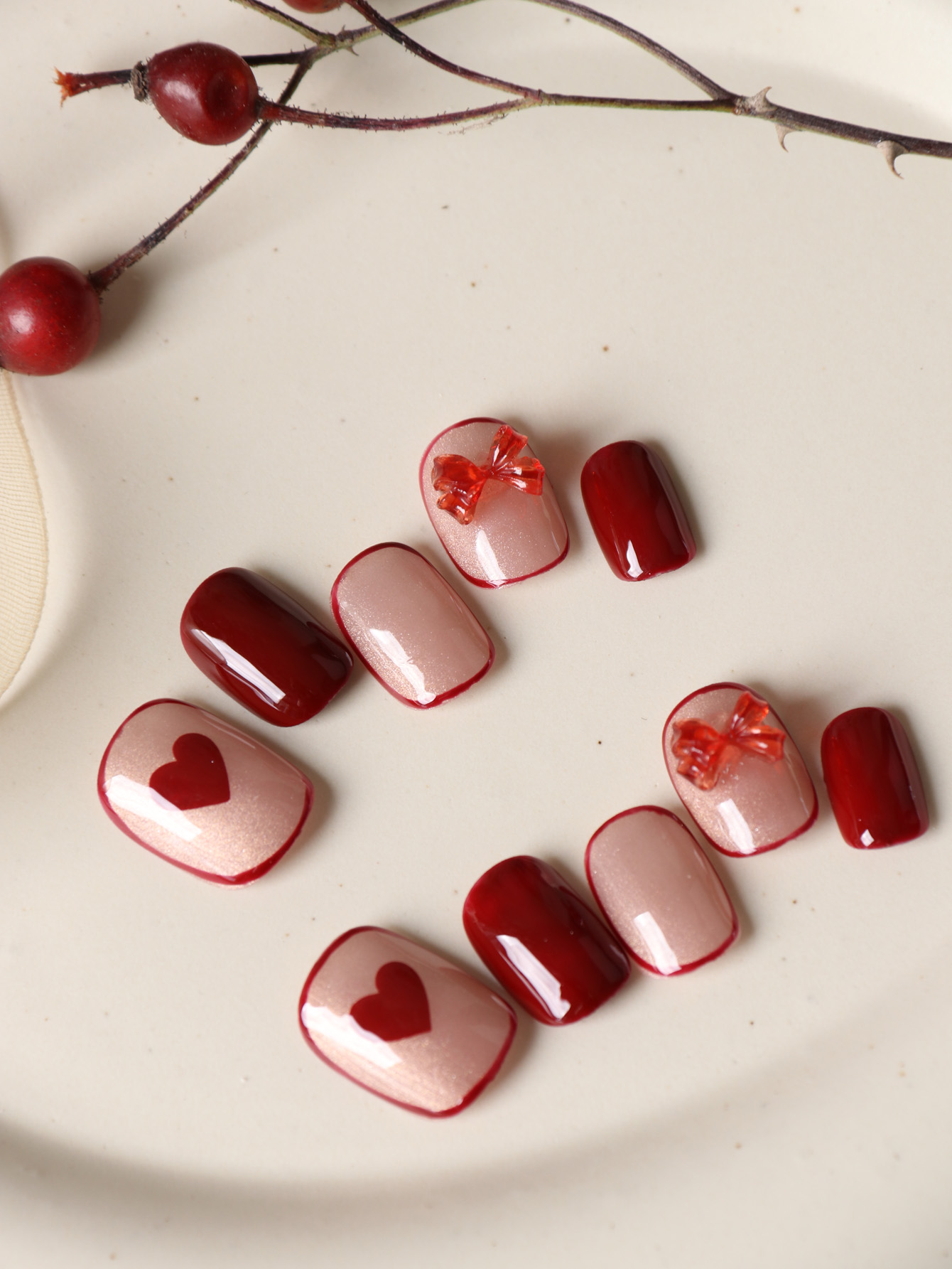 10Pcs Press on Nails Short Red - Nail Adhesive Tab incelemesi ve fiyatı