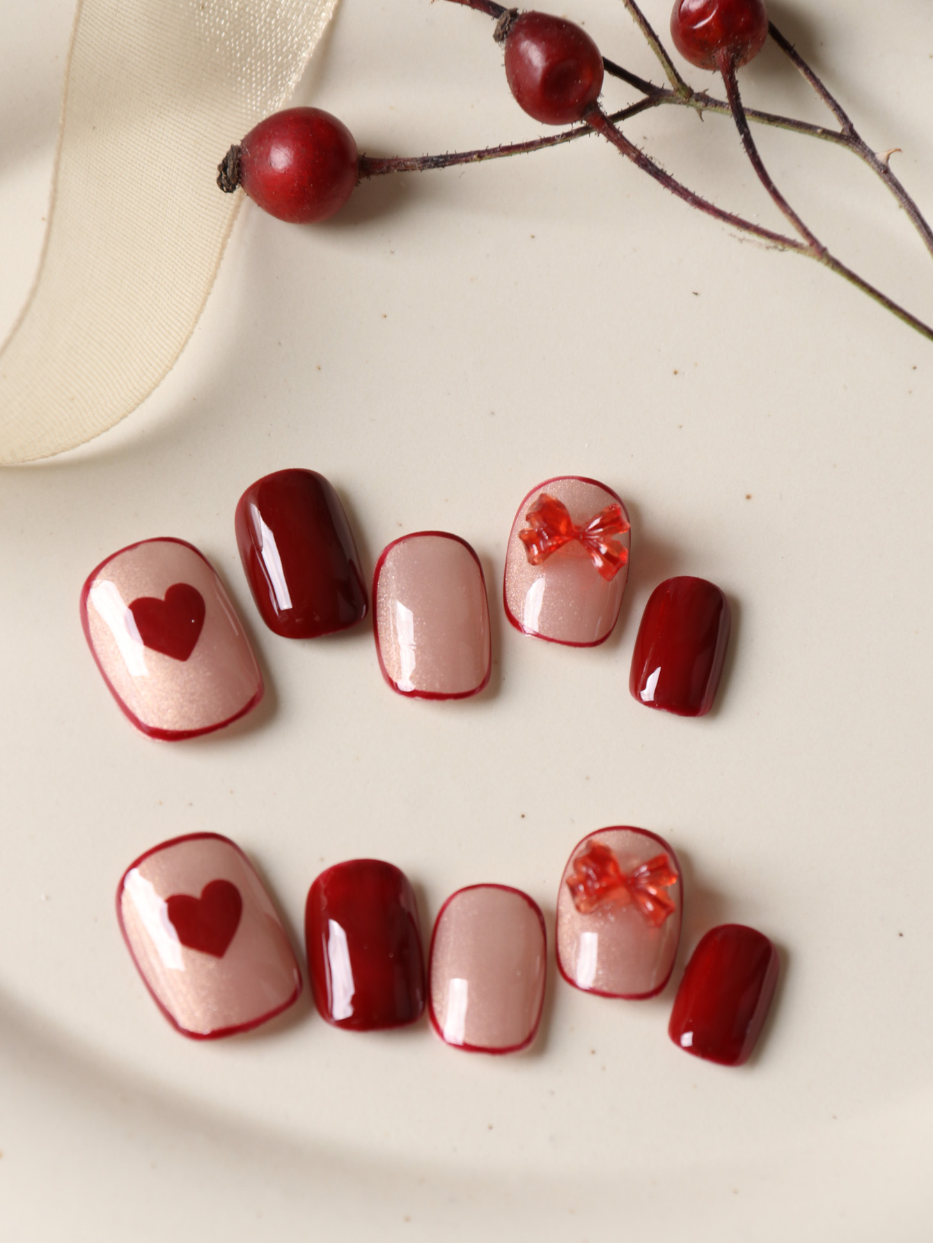10Pcs Press on Nails Short Red - Nail Adhesive Tab incelemesi ve fiyatı