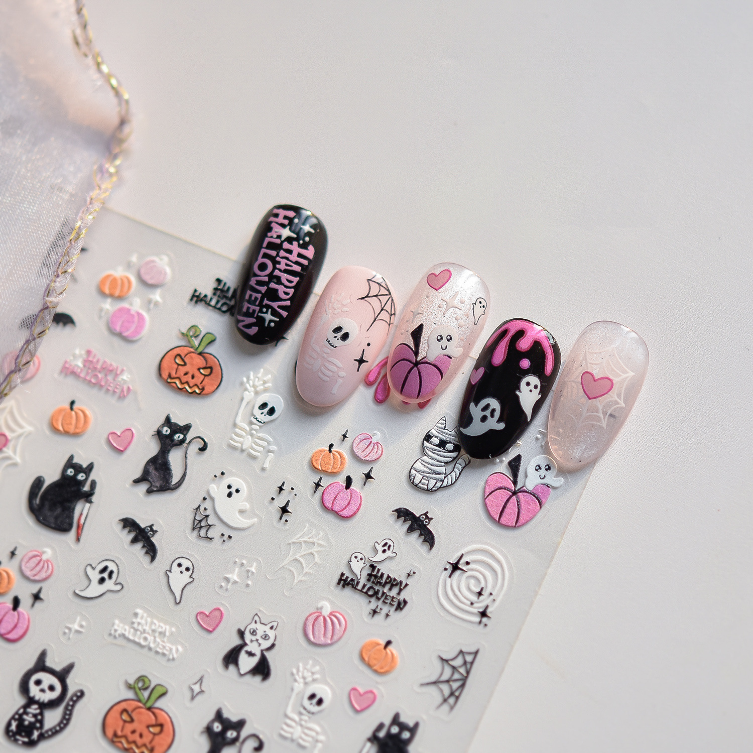 1pcs 5D Embossed Pink Pumpkin  - Nail Art Vampire incelemesi ve fiyatı