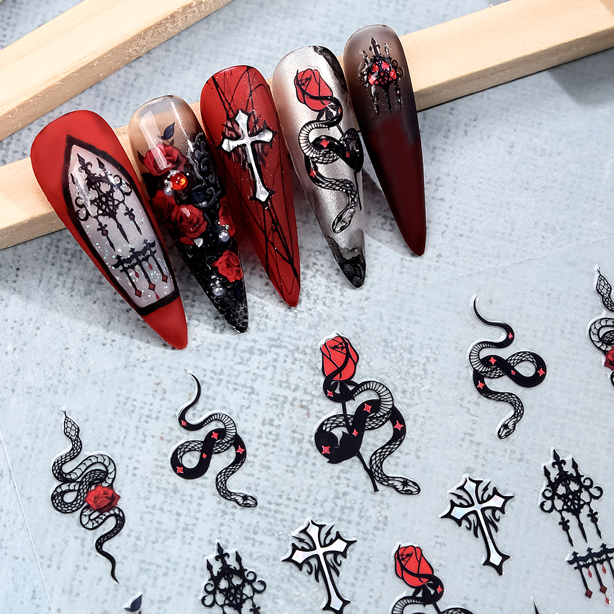 2pcs Black Red Gothic Hallowee - Nail Art Vampire incelemesi ve fiyatı